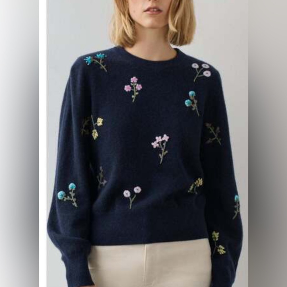 LUCKY BRAND FLORAL CREW NECK SWEATSHIRT COTTON BLEND